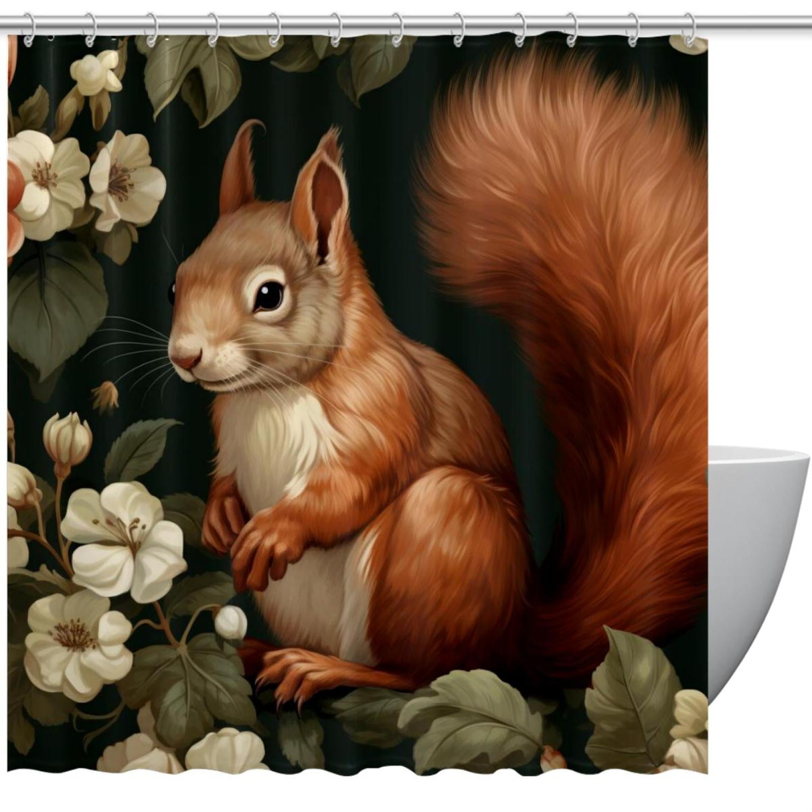 Shower Curtain for Bathroom Decor, Cute Squirrel Prints Waterproof ...