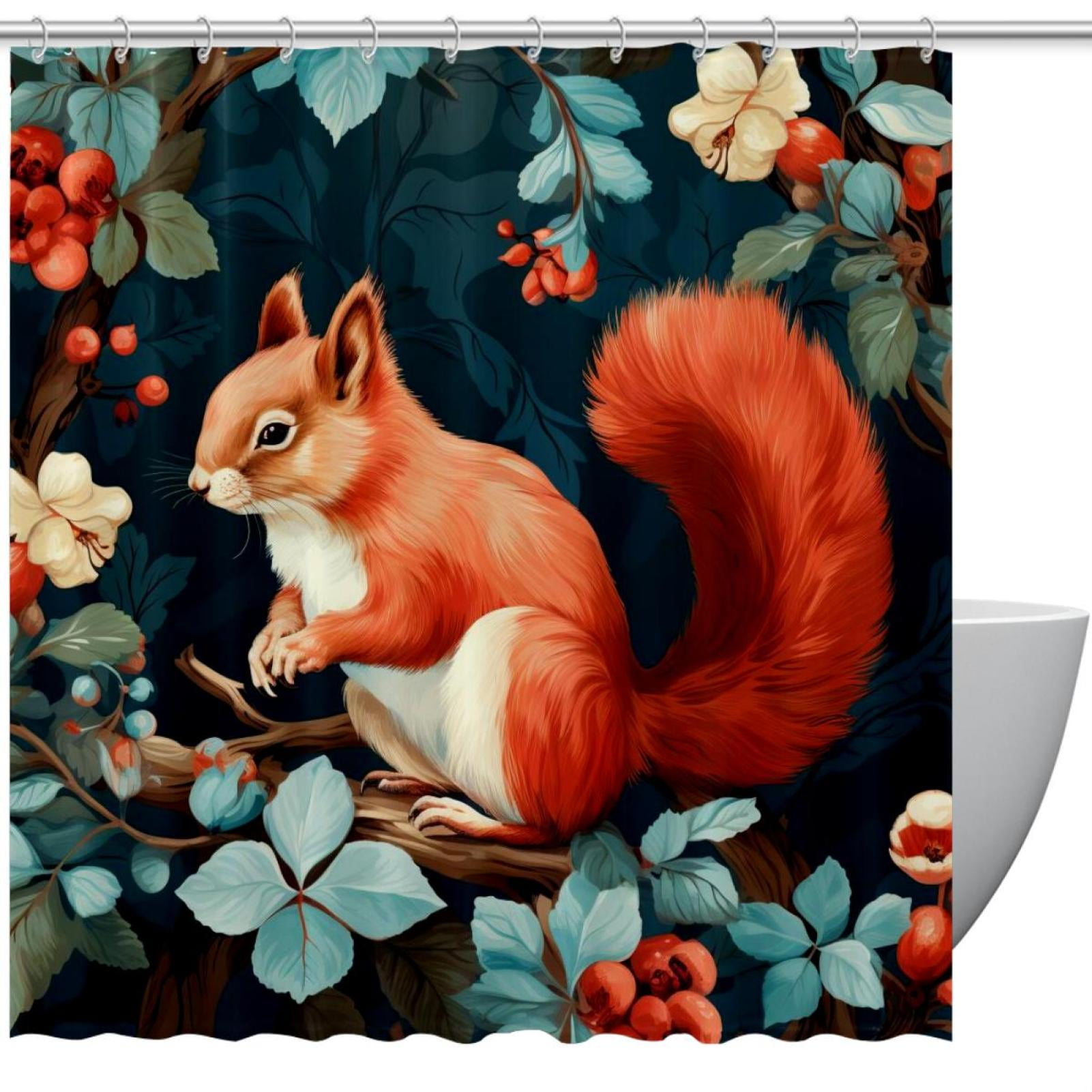 Shower Curtain for Bathroom Decor, Cute Squirrel Prints Waterproof ...