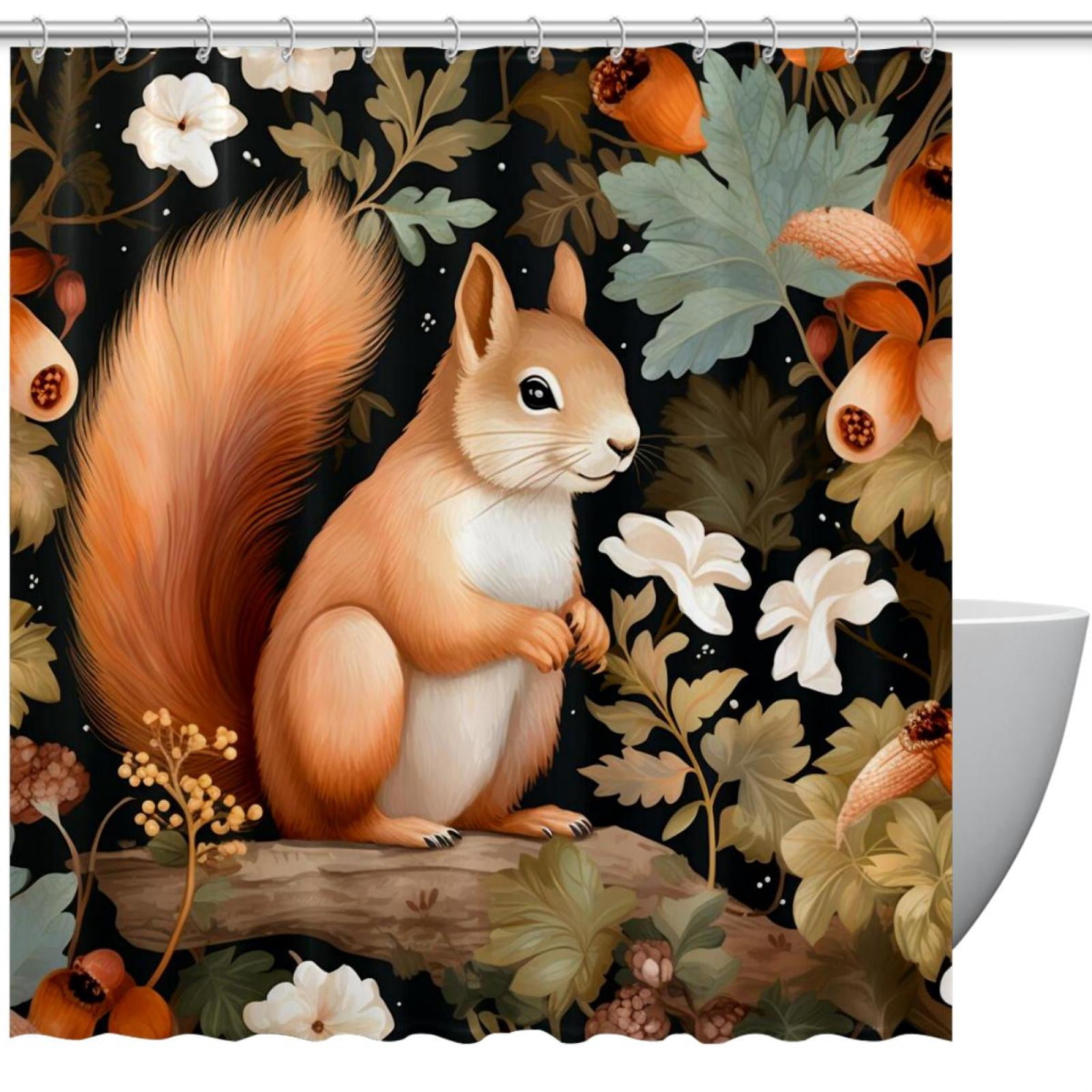 Shower Curtain for Bathroom Decor, Cute Squirrel Prints Waterproof ...