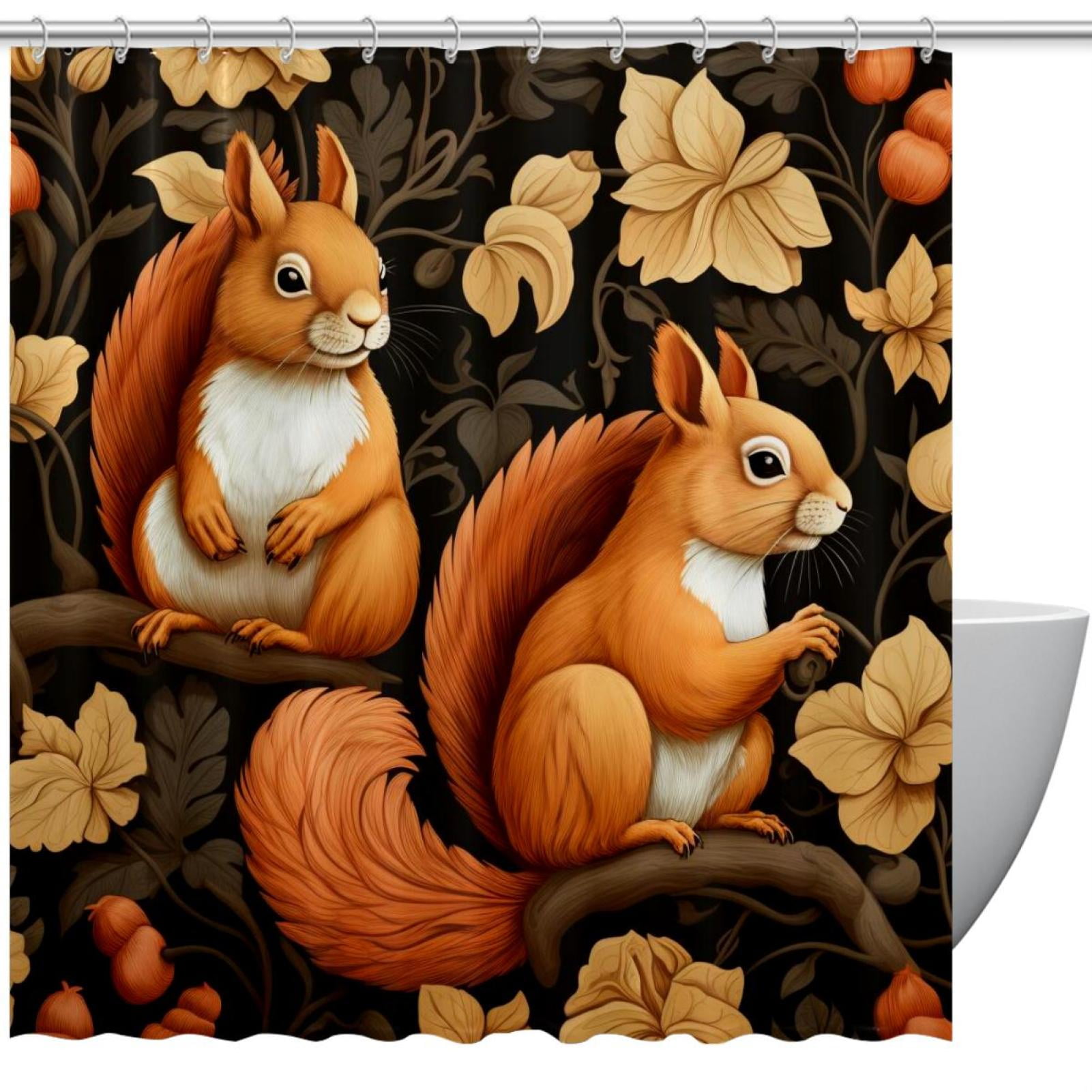 Shower Curtain for Bathroom Decor, Cute Squirrel Prints Waterproof ...