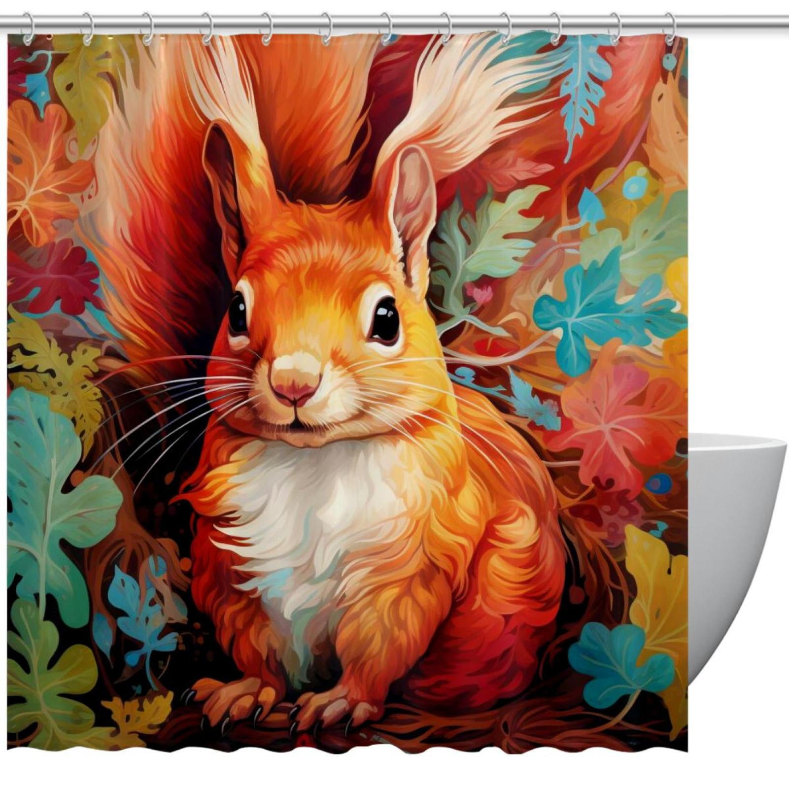 Shower Curtain for Bathroom Decor, Cute Squirrel Prints Waterproof ...
