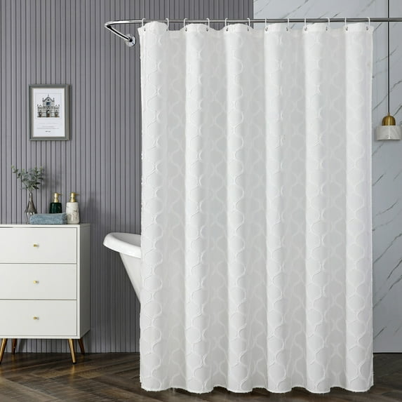 Shower Curtain for Bathroom Decorations, Waterproof Durable Bathroom Partition Curtain with Hooks 70.87x70.87Inch White