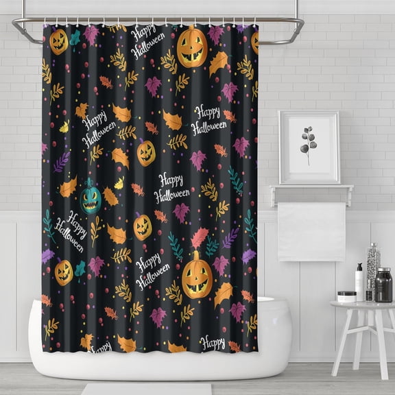 Shower Curtain for Bathroom Fall Autumn Boo Pumpkin Farmhouse Shower Curtains Waterproof Cool Bath Curtain Hooks Included,72x72Inch