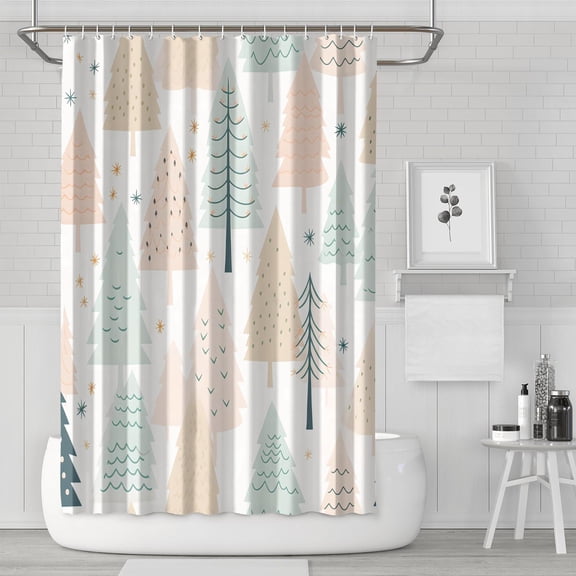 Shower Curtain for Bathroom Farmhouse Xmas Covered Snow Shower Curtains Durable Cool Shower Curtain Hooks Included,72x72Inch