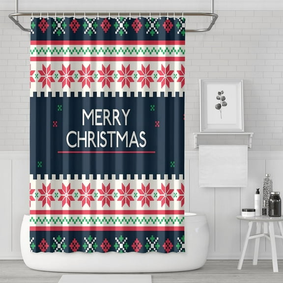 Shower Curtain for Bathroom Merry Christmas Snowflake Bathroom Curtain Waterproof Beautiful Shower Curtain Hooks Included,72x72Inch