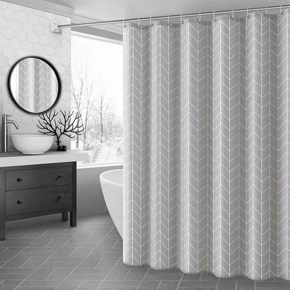 Shower Curtain for Bathroom Modern Farmhouse Waterproof PEVA Shower Curtain Set with Hooks Machine Washable 72x72 InchesGray Grid