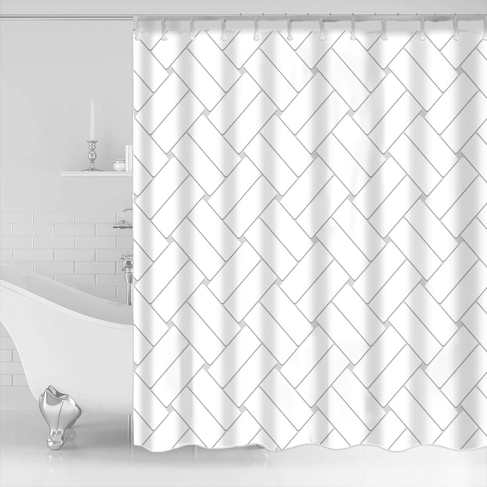 Shower Curtain for Bathroom, Waterproof Fabric Lightweight Cool Shower
