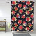 thumbnail image 1 of Shower Curtain, red rose flower Waterproof Fabric Plastic Shower Curtain, Drying Fast Bathroom Curtain with 9 Buttonholes, Ruffle Shower Curtain 60x72in, 1 of 8
