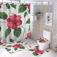 thumbnail image 1 of Shower Curtain sets and Bath Mat Set, Green Leaves Pattern Printed on Shower Curtain Set with Rugs and Accessories, Suitable for Small Bathroom Gym Guest Bath, 72 x 72 inches, 1 of 8