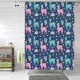 thumbnail image 1 of Shower Curtain, Сute lamas cactus rainbow navyblue Waterproof Fabric Plastic Shower Curtain, Drying Fast Bathroom Curtain with 9 Buttonholes, Ruffle Shower Curtain 60x72in, 1 of 8