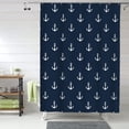 thumbnail image 1 of Shower Curtain, vintage anchor navyblue print Waterproof Fabric Plastic Shower Curtain, Drying Fast Bathroom Curtain with 9 Buttonholes, Ruffle Shower Curtain 60x72in, 1 of 8