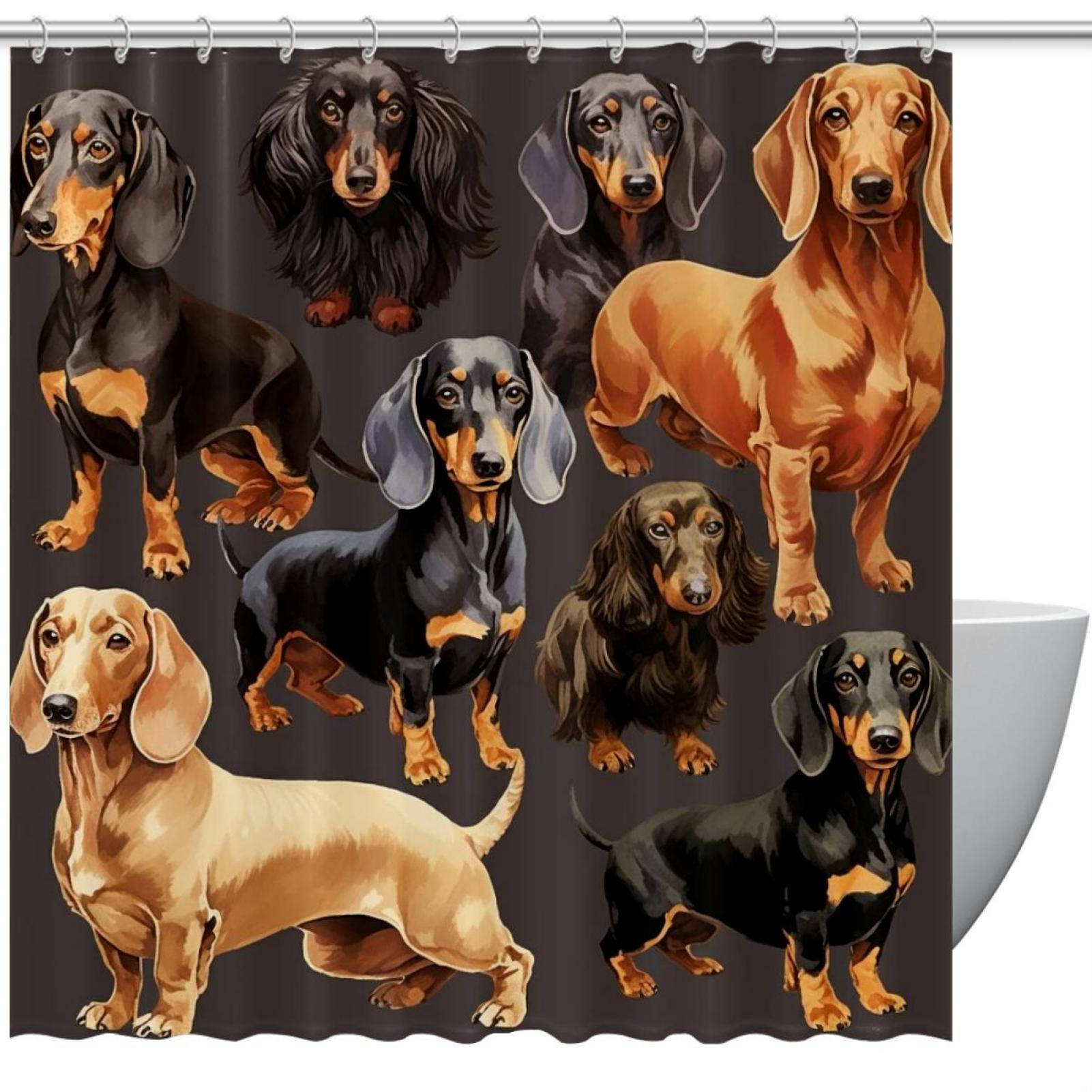 Shower Curtain with Grommets and Hooks Dachshund Shower Curtains 66" x