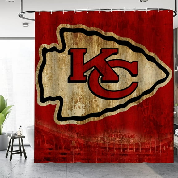 Shower Curtain with Hooks Waterproof Polyester Fabric American Sports Football Three Stars Bathroom Decor Set 72x72 Inches Machine Washable