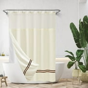 Shower Curtain with Snap-in Liner, Sheer Window, with Hooks Included,with Magnets,71" Wx72" H