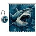 Shower Curtain with Stainless Steel Hooks Shark Shower Curtains 66" x