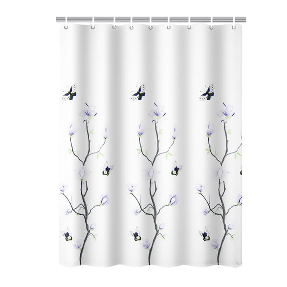 Shower Curtain with White Hooks 79"x79" Weighted Hem Fabric Machine Washable