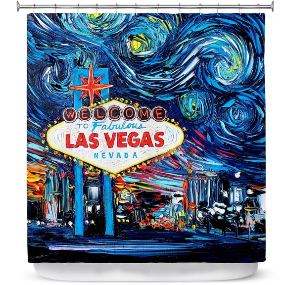 Shower Curtains 70" x 73" from DiaNoche Designs by Aja Ann - Van Gogh Never Saw Las Vegas