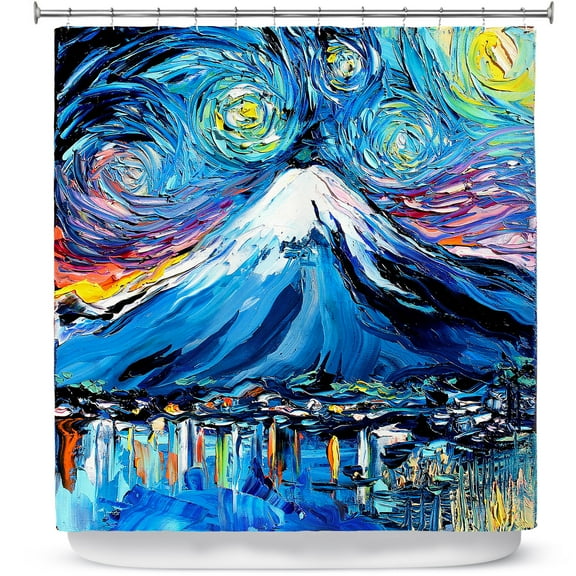 Shower Curtains 70" x 73" from DiaNoche Designs by Aja Ann - Van Gogh Never Saw Mount Fuji