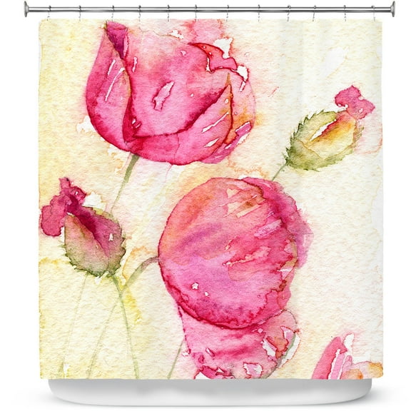 Shower Curtains 70" x 73" from DiaNoche Designs by Amanda Hawkins - Pretty Poppies