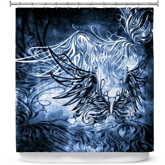 Shower Curtains 70" x 73" from DiaNoche Designs by Angelina Vick - Bird Gothic Blue