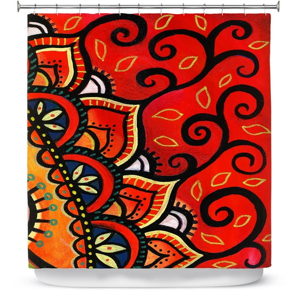Shower Curtains 70" x 73" from DiaNoche Designs by Ann-Marie Cheung - Red Sunburst