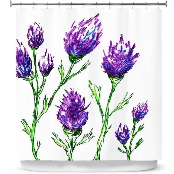 Shower Curtains 70" x 73" from DiaNoche Designs by Brazen Design Studio - Purple Clover