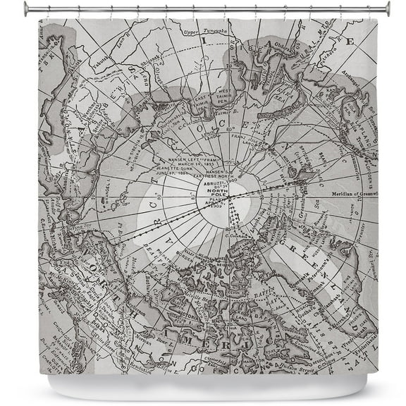 Shower Curtains 70" x 73" from DiaNoche Designs by Catherine Holcombe - Arctic Light Gray Map