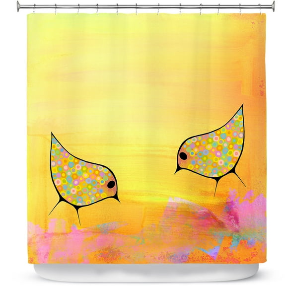 Shower Curtains 70" x 73" from DiaNoche Designs by China Carnella - Yellow Birds