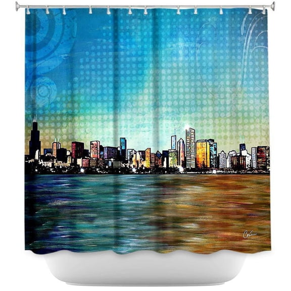 Shower Curtains 70" x 73" from DiaNoche Designs by Corina Bakke - Chicago Skyline