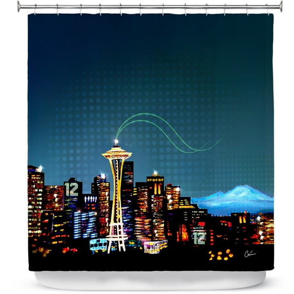 Shower Curtains 70" x 73" from DiaNoche Designs by Corina Bakke - Seattle Skyline Sports 12th Man
