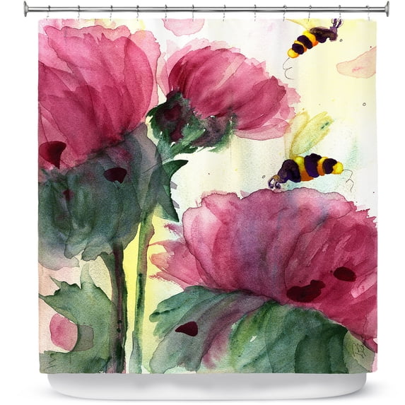 Shower Curtains 70" x 73" from DiaNoche Designs by Dawn Derman - Bees in the Wildflowers