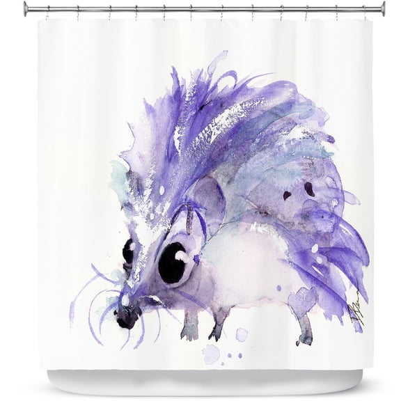 Shower Curtains 70" x 73" from DiaNoche Designs by Dawn Derman - Purple Hedgehog