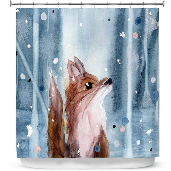 Shower Curtains 70" x 73" from DiaNoche Designs by Dawn Derman - Red Fox Snow