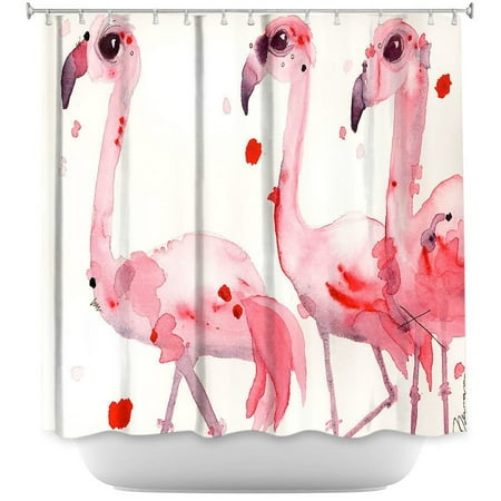 Shower Curtains 70" x 73" from DiaNoche Designs by Dawn Derman - Three Flamingos