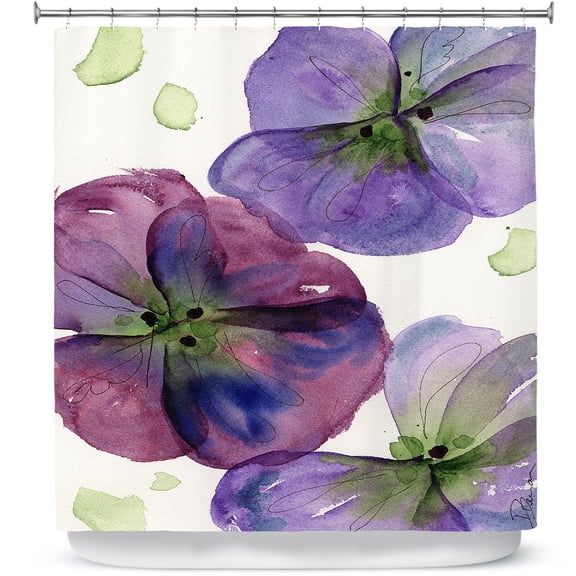 Shower Curtains 70" x 73" from DiaNoche Designs by Dawn Derman - Three Pansies