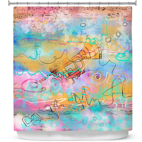 Shower Curtains 70" x 73" from DiaNoche Designs by Dora Ficher - The Sounds of Trumpets