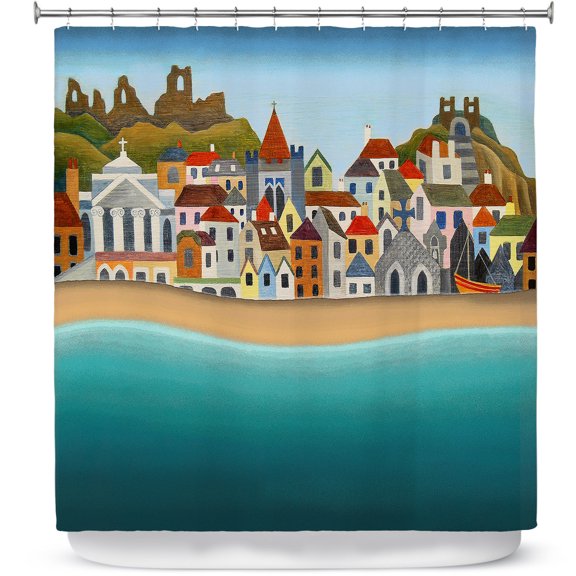 Shower Curtains 70" x 73" from DiaNoche Designs by Jennifer Baird - Seaside Town