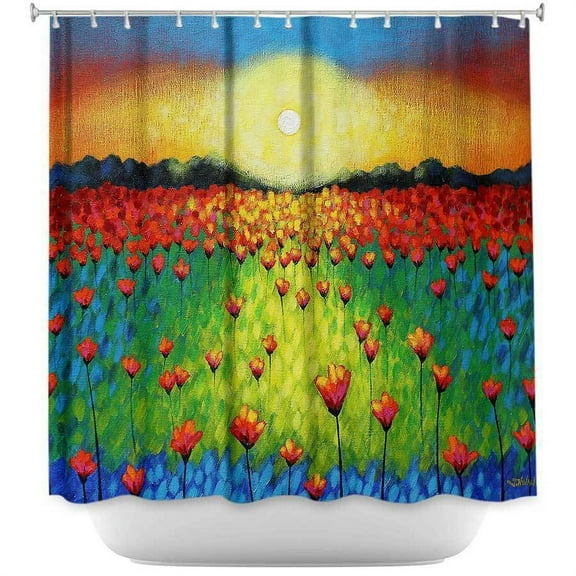 Shower Curtains 70" x 73" from DiaNoche Designs by John Nolan - Sunburst Poppies