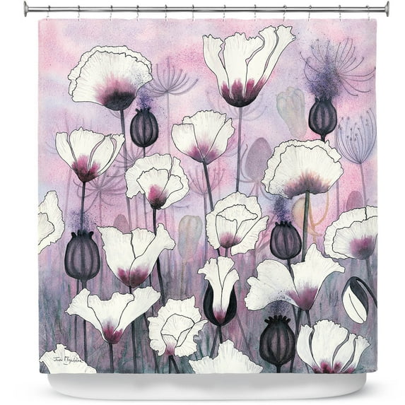 Shower Curtains 70" x 73" from DiaNoche Designs by Judith Figuiere - Field White Poppies