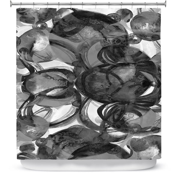 Shower Curtains 70" x 73" from DiaNoche Designs by Julia Di Sano - Final Eclipse Grey Black