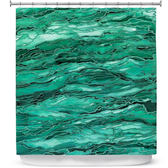 Shower Curtains 70" x 73" from DiaNoche Designs by Julia Di Sano - Marble Idea Mint Emerald Green