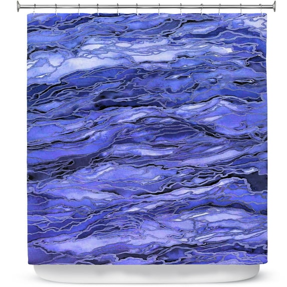 Shower Curtains 70" x 73" from DiaNoche Designs by Julia Di Sano - Marble Idea Periwinkle Blue Grey