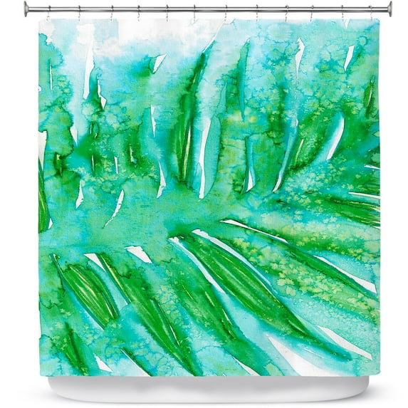 Shower Curtains 70" x 73" from DiaNoche Designs by Julia Di Sano - Paradise Palm Aqua Green
