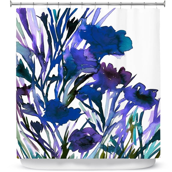 Shower Curtains 70" x 73" from DiaNoche Designs by Julia Di Sano - Petal Thoughts Blue