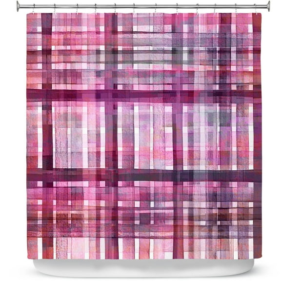 Shower Curtains 70" x 73" from DiaNoche Designs by Julia Di Sano - Plaid Pink Purple Pastel
