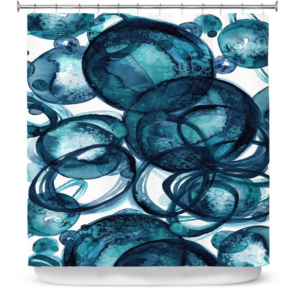 Shower Curtains 70" x 73" from DiaNoche Designs by Julia Di Sano - Worlds Collide Teal