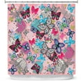 thumbnail image 1 of Shower Curtains 70" x 73" from DiaNoche Designs by Julie Ansbro - Butterflies Pink, 1 of 1