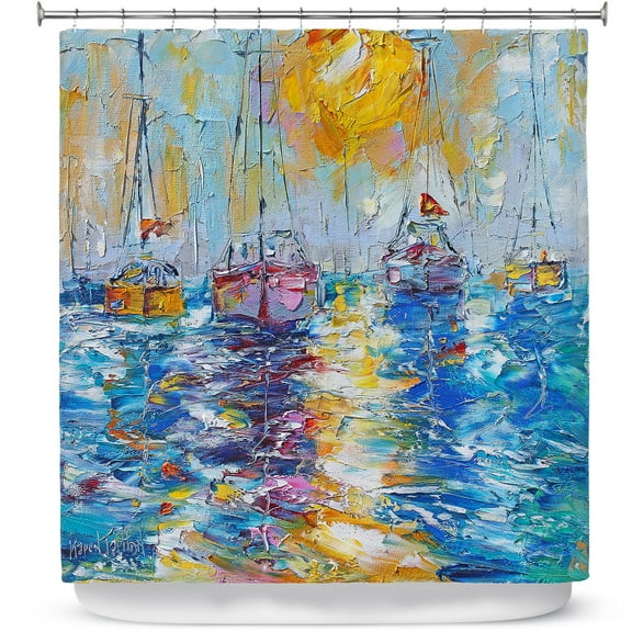 Shower Curtains 70" x 73" from DiaNoche Designs by Karen Tarlton - Sailboats Anchored