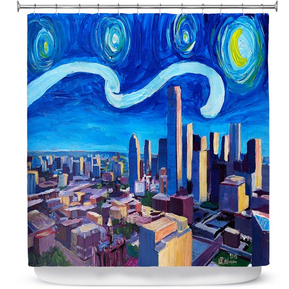Shower Curtains 70" x 73" from DiaNoche Designs by Markus Bleichner - Starry Night Dallas Skyline