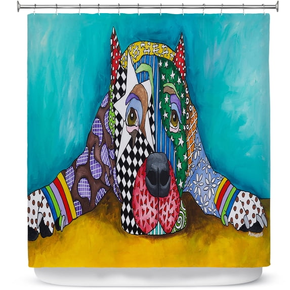 Shower Curtains 70" x 73" from DiaNoche Designs by Marley Ungaro - Sad Pitbull Sprawled